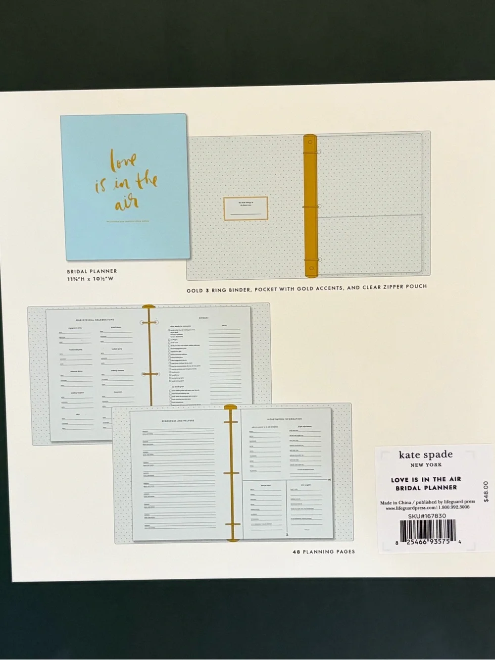 kate spade Love Is In The Air Bridal Planner in Mint